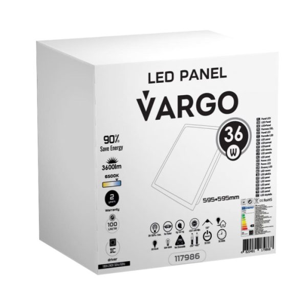 VARGO Led панель  36W 595*595 6500K