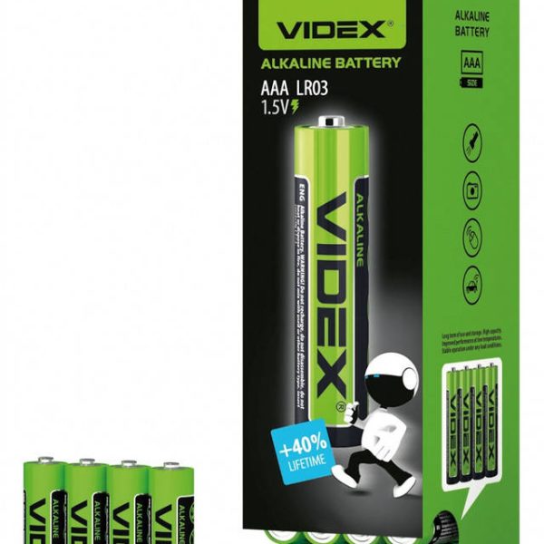 Батарейка лужна Videx LR03/AAА