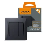 Вимикач 3кл чорний графіт BINERA