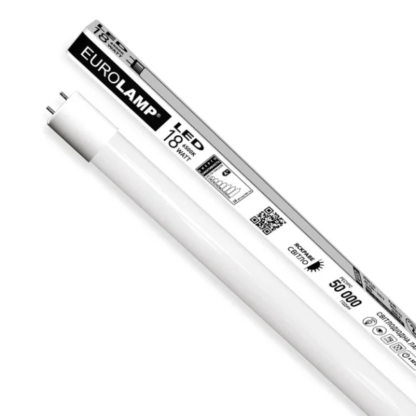 Led-t8-18w/6500k(скло) EUROLAMP Лампа Т8 18W 120см 6500K 140Lm/W