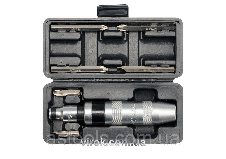 4248138090_w1280_h640_vikrutka-reversivna-udarna.jpg Викрутка ударна YATO CrV квадрат 1/2, 7 насадок 5/16 - Зображення 1