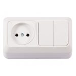 Блок Opera Розетка б/з+Вимикач 2-кл LUXEL IP-20 білий