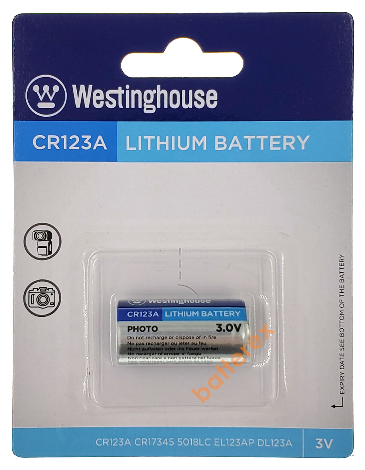 cr123a-9v-westinghouse-1bp-01-batterex.jpg Westinghouse Батарейка літієва CR123A - Зображення 1