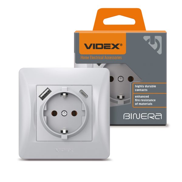 Videx BineraРозетка 1-на з/з USB+USB-C