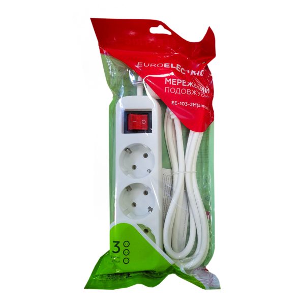 EUROLAMP мережевий фільтр-подовжувач 3*2м зUSB
