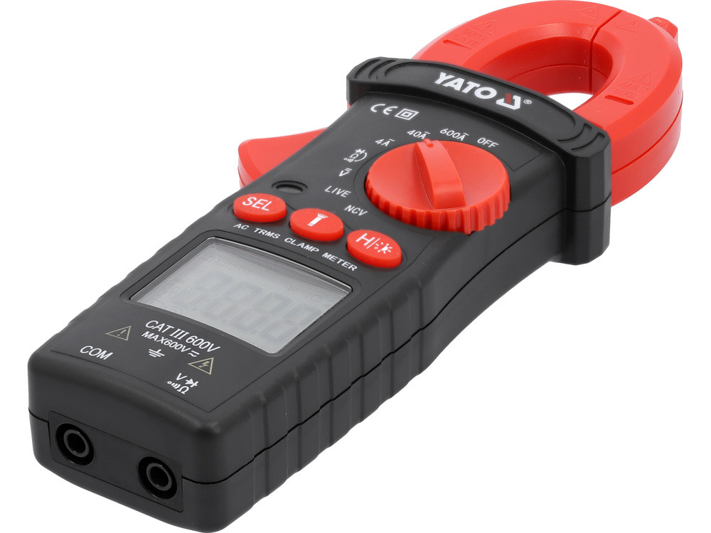 eng_pl_clamp-multimeter-true-rms-ac-600a-10023044_2.jpg Мультиметр-кліщі для вимірювання елктр. параметрів YATOз дісплеєм, напруга-0-600V - Зображення 1