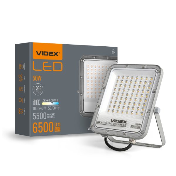 Прожектор VIDEX F3 50W 5000K 220B BLAKC